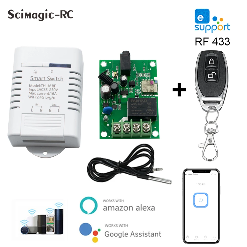 

AC 110V 220V ewelink temperature control sensor switch wireless WiFi remote control smart home temperature prediction switch