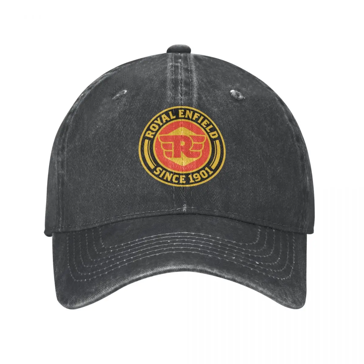 

Royal-Enfields Motorcycle Baseball Cap for Men Women Distressed Denim Washed Headwear Motor Bicycles Activities Adjustable Caps