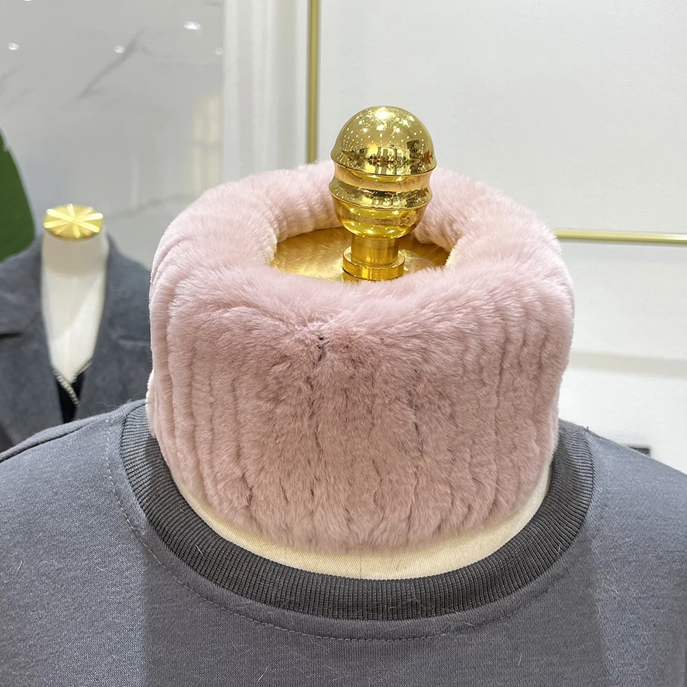 Зимний женский шарф из натурального меха ручной работы эластичного вязаные