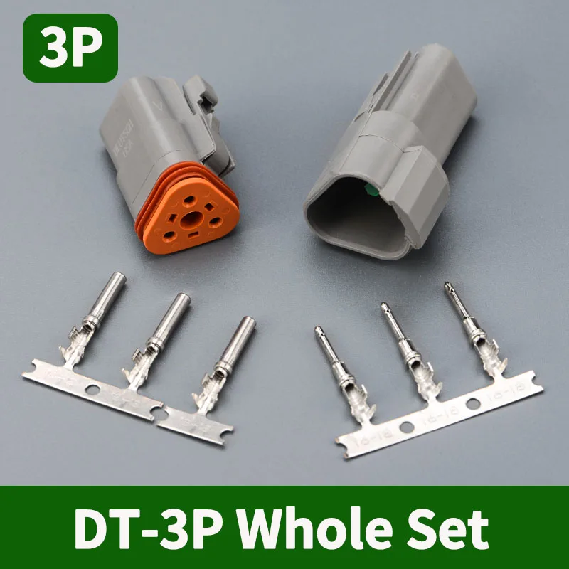 

5/10/100 Sets 3 Pin Way Deutsch DT04-3P DT06-3S Waterproof Electrical Wire Connector 16-22 AWG DT Series Connector Male Female