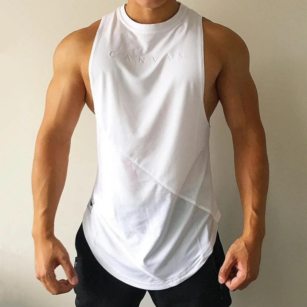 

NEW Bodybuilding Sporty Tank Tops Men Gyms Fitness Workout Sleeveless Shirt Male Stringer Singlet Summer Casual Loose Undershirt