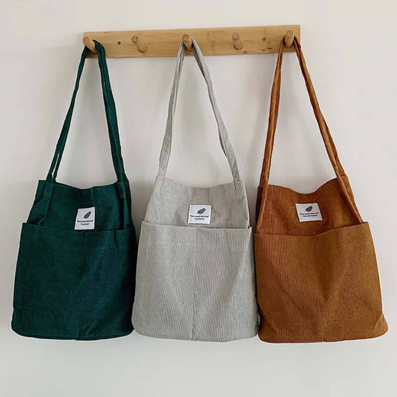 

Сумки для женщин 2022, Вельветовая сумка на плечо с кнопкой-защелкой, вместительная многоразовая сумка для покупок, сумка-тоут с литературной ...