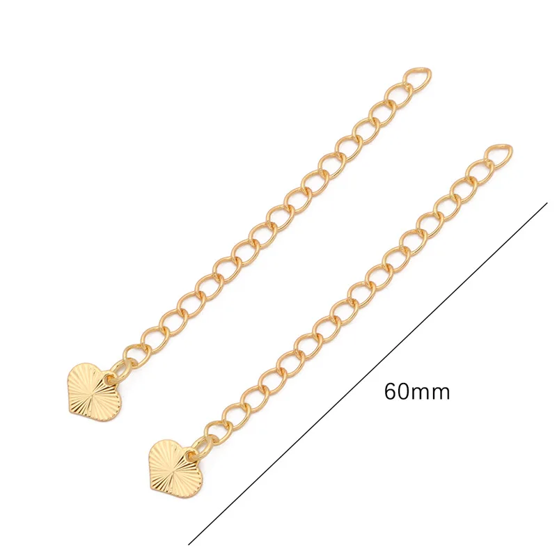 2pcs 14K 18K White Gold Silver Gold Plated 60mm Bracelet Necklace Homemade Extend Tail Chains For DIY Jewelry Making Accessories