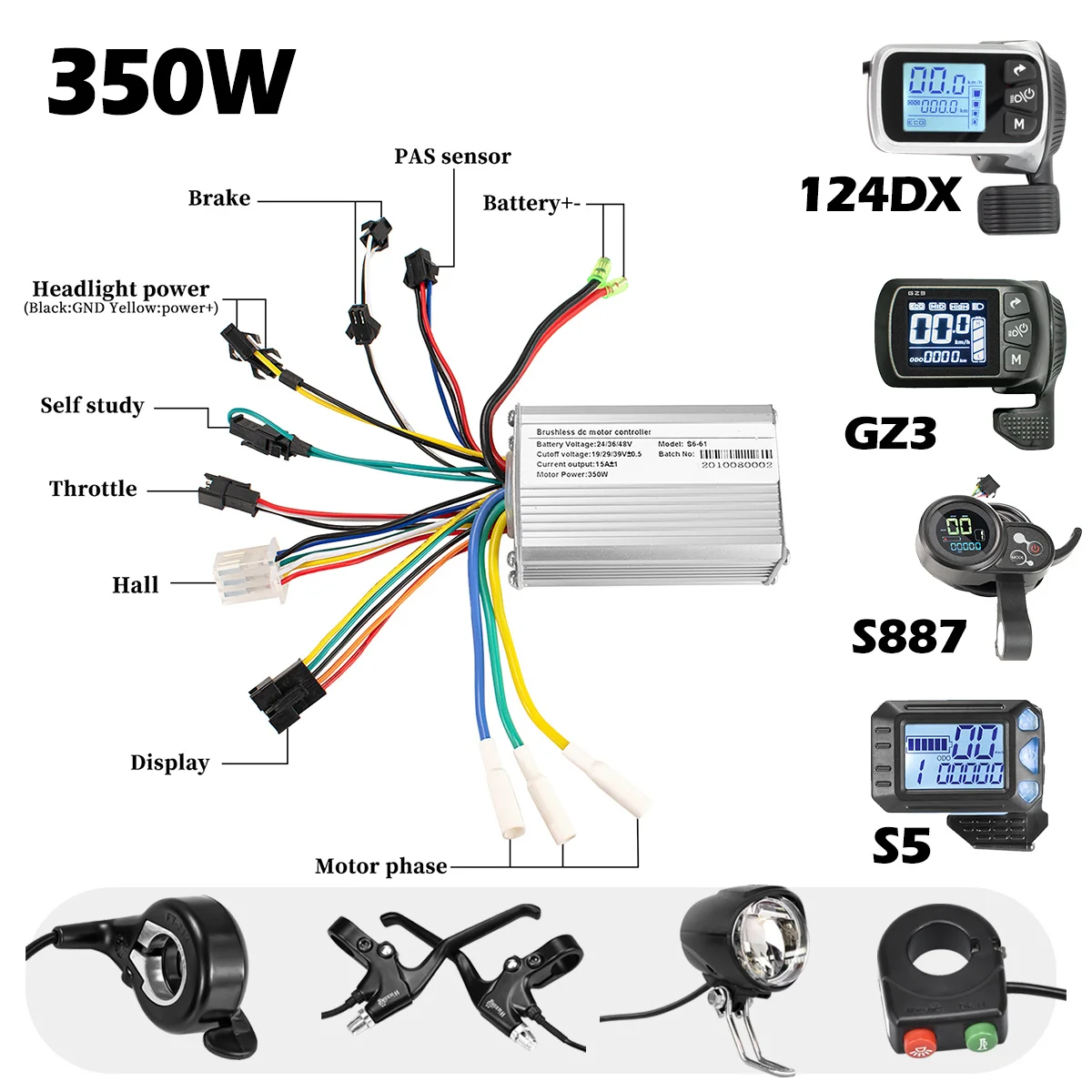 Комплекты для электрического велосипеда бесщеточный контроллер 36 В 48 350 Вт