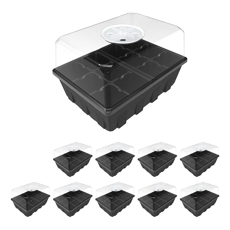 

Seed Starting Trays Garden Propagator Set,Seed Tray Kits,with Humidity Adjustable Lid Dome and Base