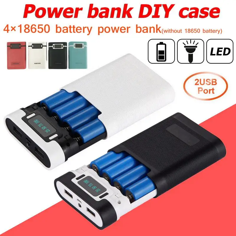 

Portable 4x18650 Power Bank Battery Box Shell Case DIY Nesting Battery Black Case USB Fast Charging Mobile Phone Charger Case