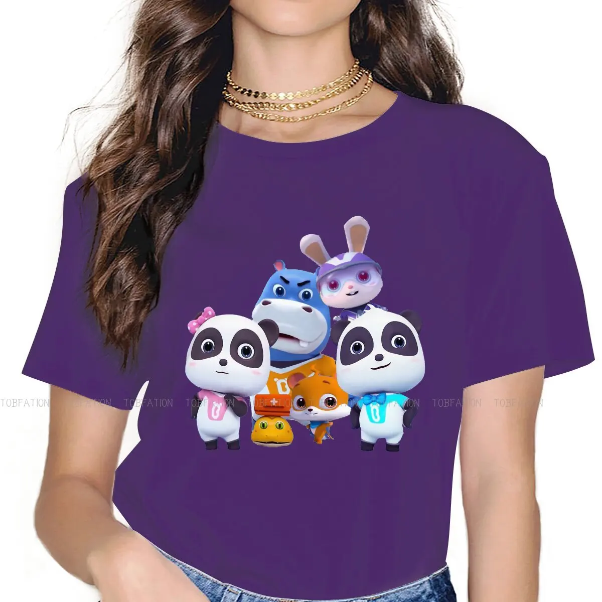 

Оригинальная футболка с круглым вырезом и надписью Super rescue team Kiki and Miumiu Panda BabyBus