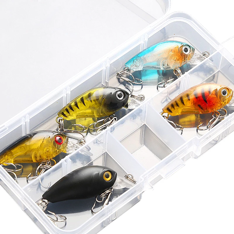 

DONQL 5pcs 4g 4.5cm Minnow Fishing Lure Kit Wobbler Bait Set Crankbait Fishing Lures With Box Treble Hooks Fishing Tackle