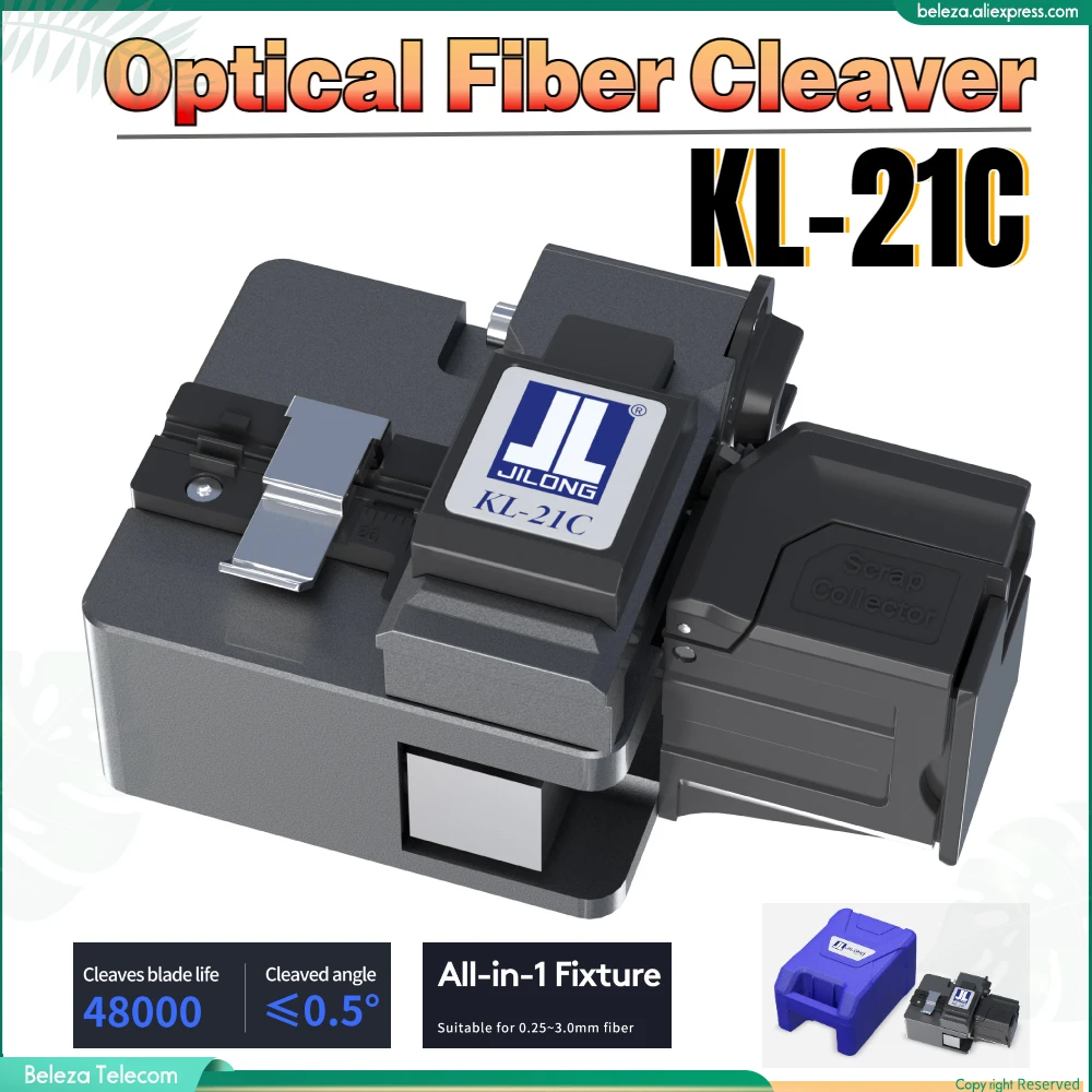 Оригинальный Высокоточный резак для оптического волокна JILONG KL-21C-один из инструментов для соединения волоконных кабелей 48000 0,5 °, упакован в коробку