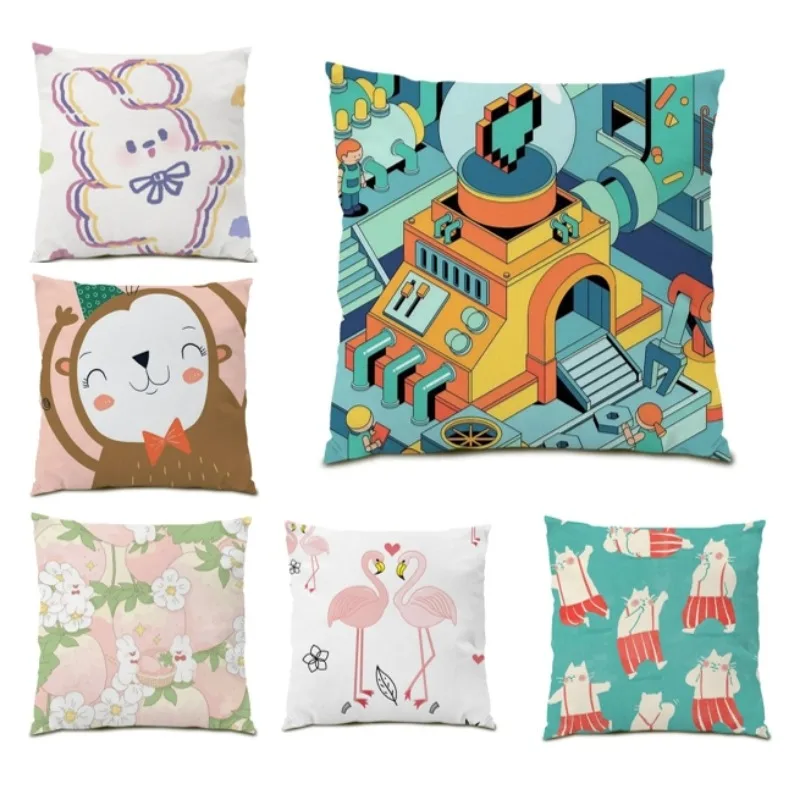 

American Pillowcase Star Print Decor Pillow for Sofa Cushion Cover Stripe Print Living Room Pillow Cojines Double Sided DF1795