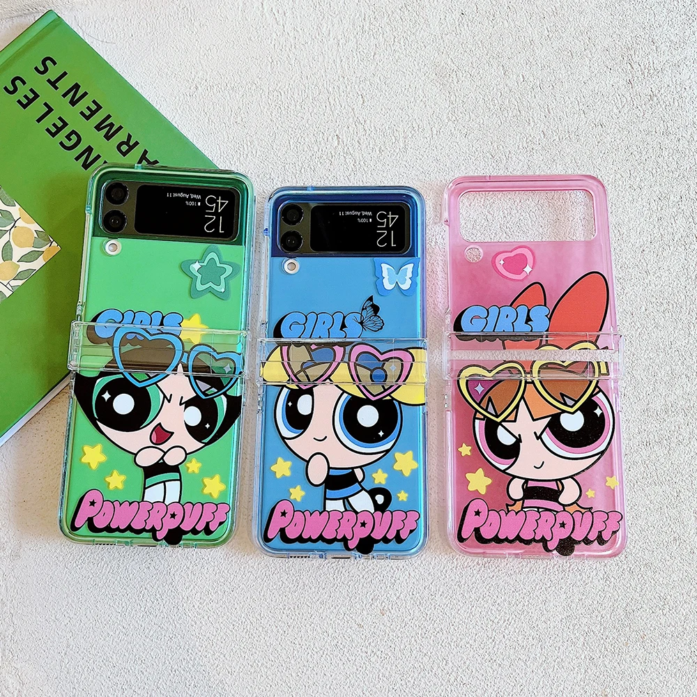 

Super Cute Powerpuff Girls Blossom Bubbles Buttercup Phone Case For Samsung Galaxy Z Flip 3 4 5G ZFlip3 ZFlip4 Flip3 Flip4 Cover