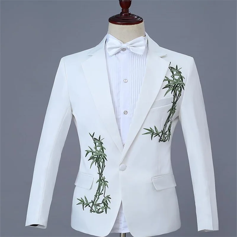 Singer suits mens blazers jackets self-cultivation performance costume embroidered bamboo chorus host dress  بلايز vestidos de