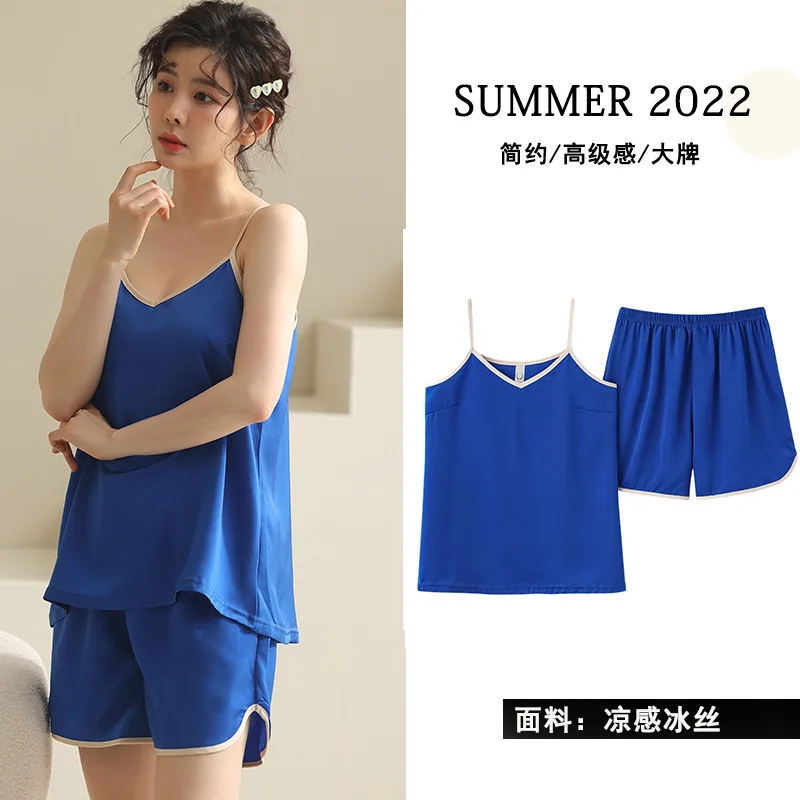 

Satin Summer Pajamas Set Women's Nightwear Plus Size M-3XL Chiffon Homewear V Neck 2 Pieces Set Pijamas Suit pijamas feminino