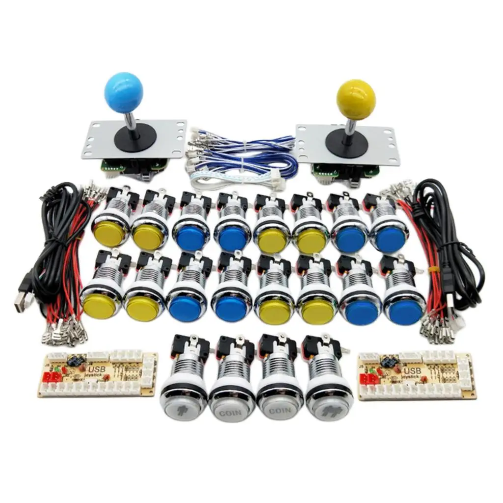 

2 Players Arcade Game Push Buttons + Joystick USB Encoders Controller DIY