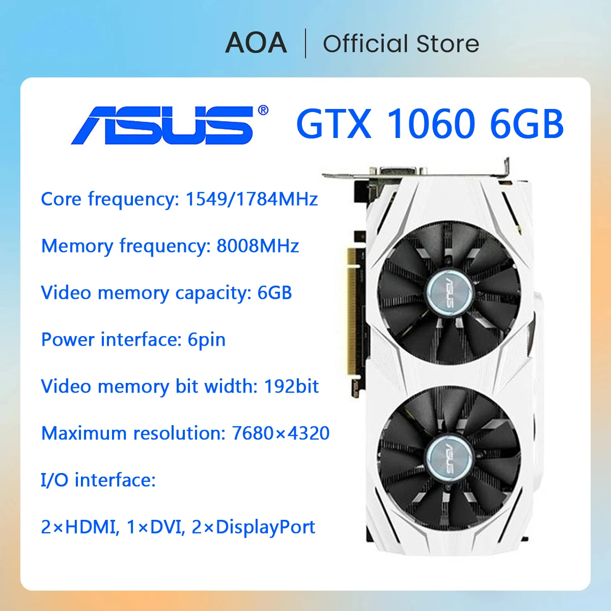 Видеокарта ASUS DUAL-GTX 1060-O6G графическая карта для nVIDIA Geforce GTX 1060 6G GTX1060 VR |