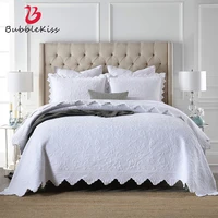 bubble kiss bedspread on the bed embossed quilt set 3pcs cotton blanket for double quilted bed covers king size white coverlet