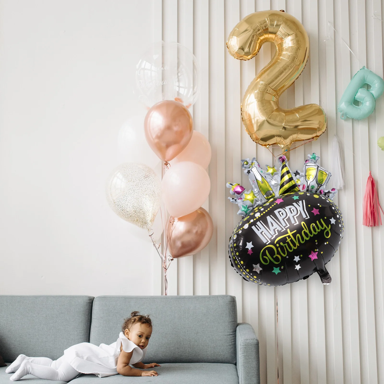 

Birthday Party Balloon Balloons Film Aluminum Decorations Helium Cake Large Fruit Black Props Layout Supplies Floating