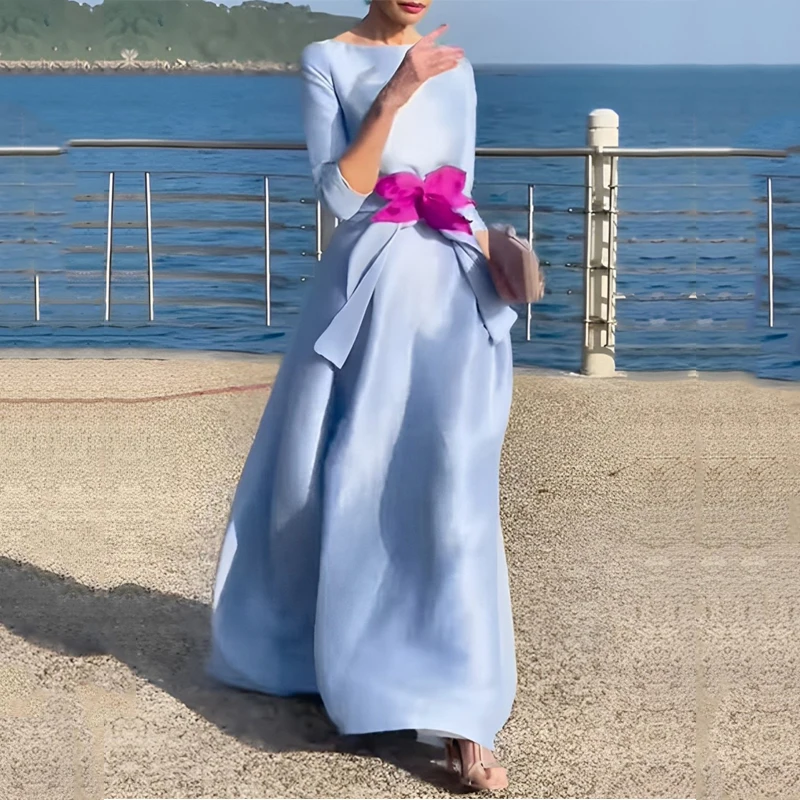 Beautyblue элегантные женские платья 2024 новая мода однотонные с завязкой на талии