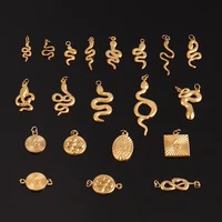 5pcs stainless steel snake pendant diy pendant charms for necklace bracelet dangle animal charms for jewelry making diy jewelry