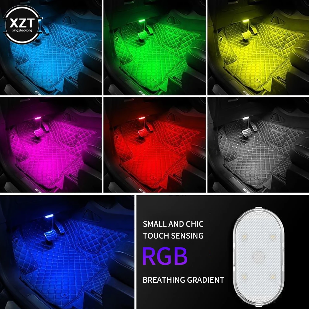 

Mini Car LED Ambient Light Interior Lighting Atmosphere Lamp for Armrest Box Trunk Switch Touch Control Wireless LED Foot Lights