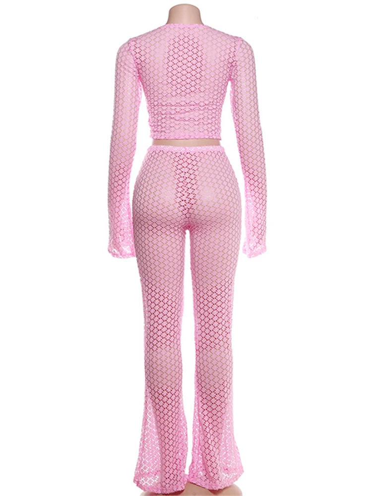 Aualay летний розовый прозрачный сексуальный комплект из 2 предметов полуночная