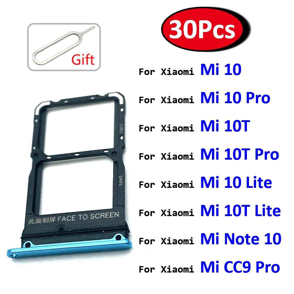 

30Pcs，Micro Nano SIM Card Holder Tray Slot Holder Adapter Socket Accessories For Xiaomi Mi 10 10T Pro Lite Mi Note 10 / CC9 Pro