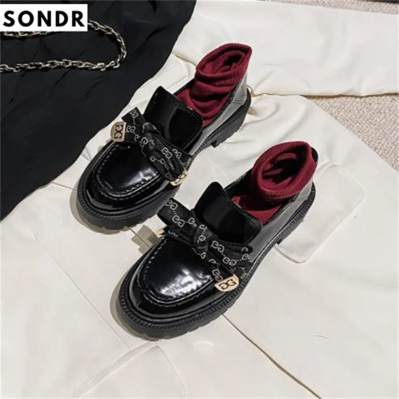 

Thick soles small leather shoes women British style autumn 2022 new loafers retro flat Spring and autumn platform shoes jk singl
