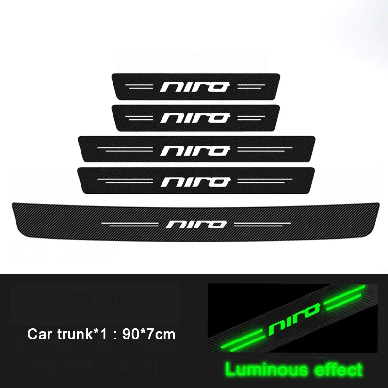 

Автомобильные аксессуары, наклейки из углеродного волокна, светящиеся для KIA NIRO, логотип K3 K5, порог двери, наклейки против царапин, водонепроницаемая пленка