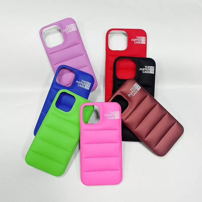 

NEW2022 Fashion Brand Down Jacket Phone Case For iPhone 13 12 11 Pro Max X XS XR 7 8 Plus SE 2020 The Puffer Case Soft Silicone