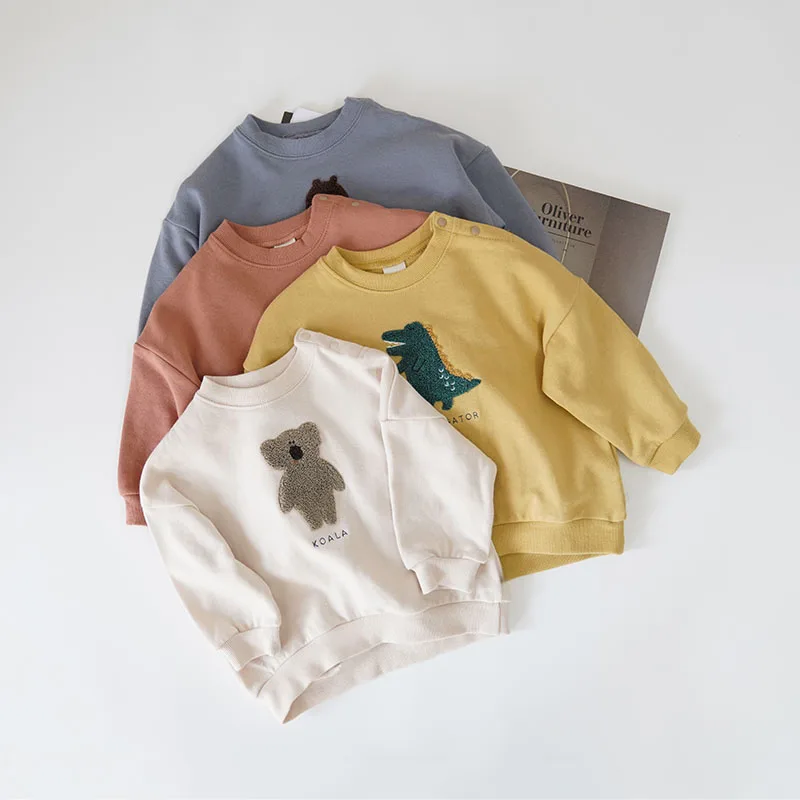 

Toddler Boy Girl Pullover Cute Animal Embroidery Sweatshirt Top Spring Autumn Kids Baby Clothing