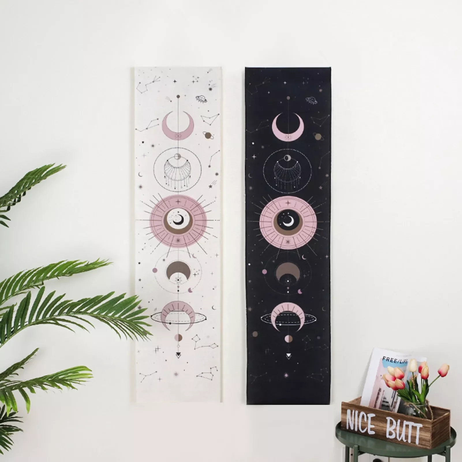 

Moon Phase Tapestry Wall Hanging Tapestry Boho Art Tapestries Bright Printing Pattern hand-made lace hanging room decoration