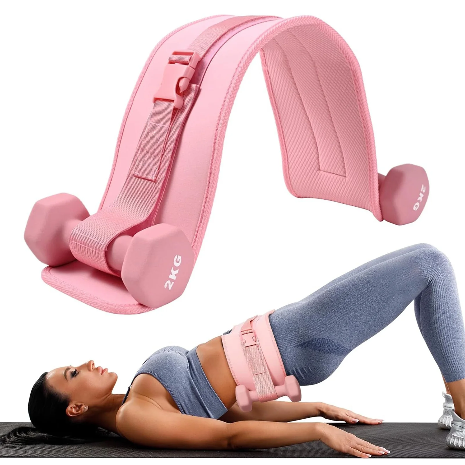 Фото Пояс для упражнений на ягодицы (Hip Thrust Belt) – утолщенный и расширенный, удобный для гантелей, гирь или дисков №1