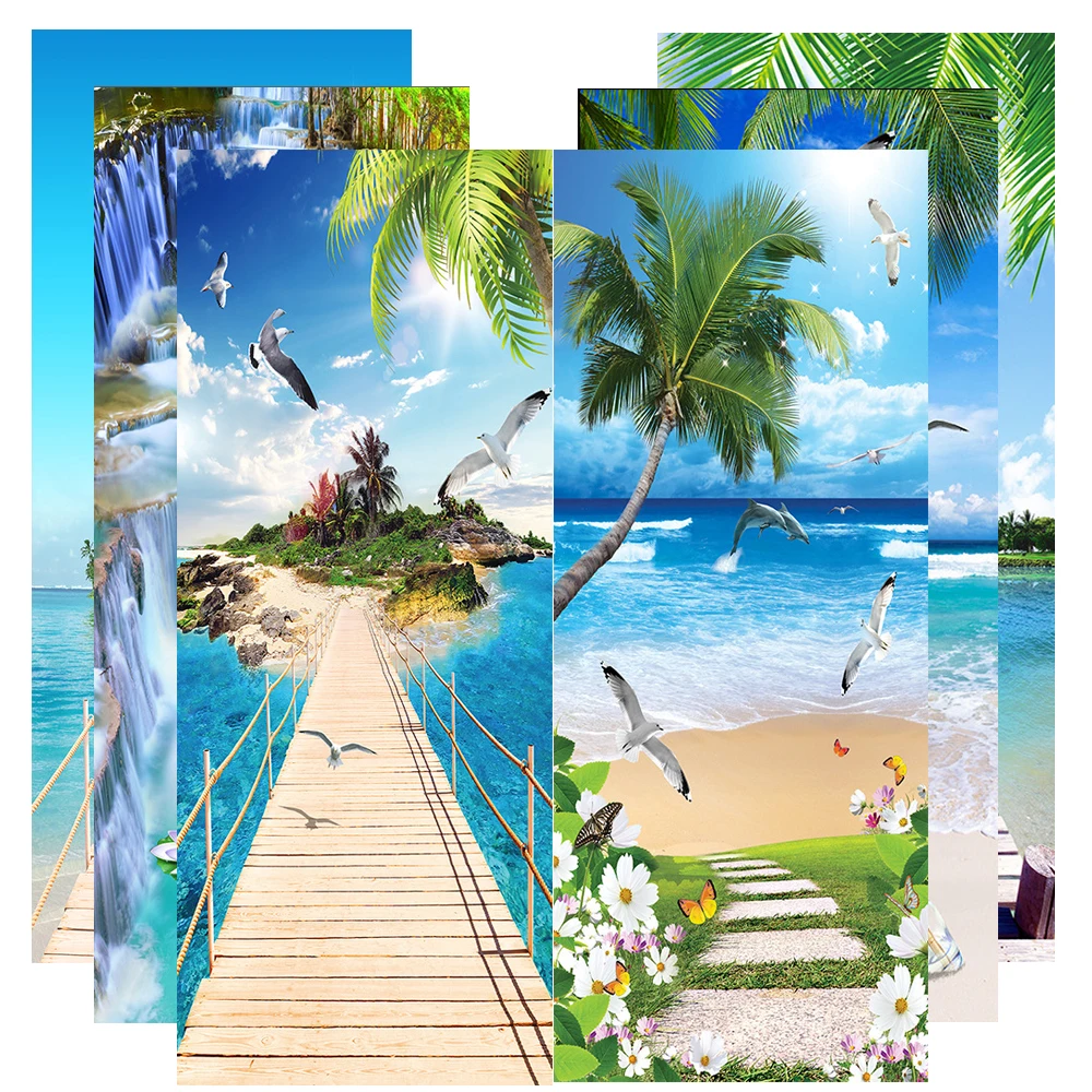 

Summer Beach Seagull Birds Door Stickers Removable Peel and Stick Home Decoration Bedroom Wallpaper Poster Art Mural Waterproof
