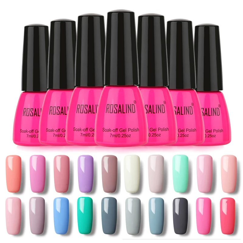 

ROSALIND Gel Nail Polish Classic Colors 1PCS Semi Permanent Varnish Soak off DIY Nail Art Top Base Coat Needed UV Gel Polish