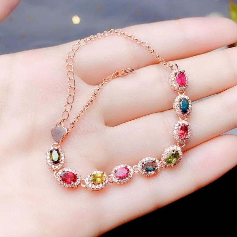 

Simulation Rainbow Candy Color Bracelets for Women Fashion Silver Plated Inlaid Glass Filled Colorful Bangle Friendship Gifts