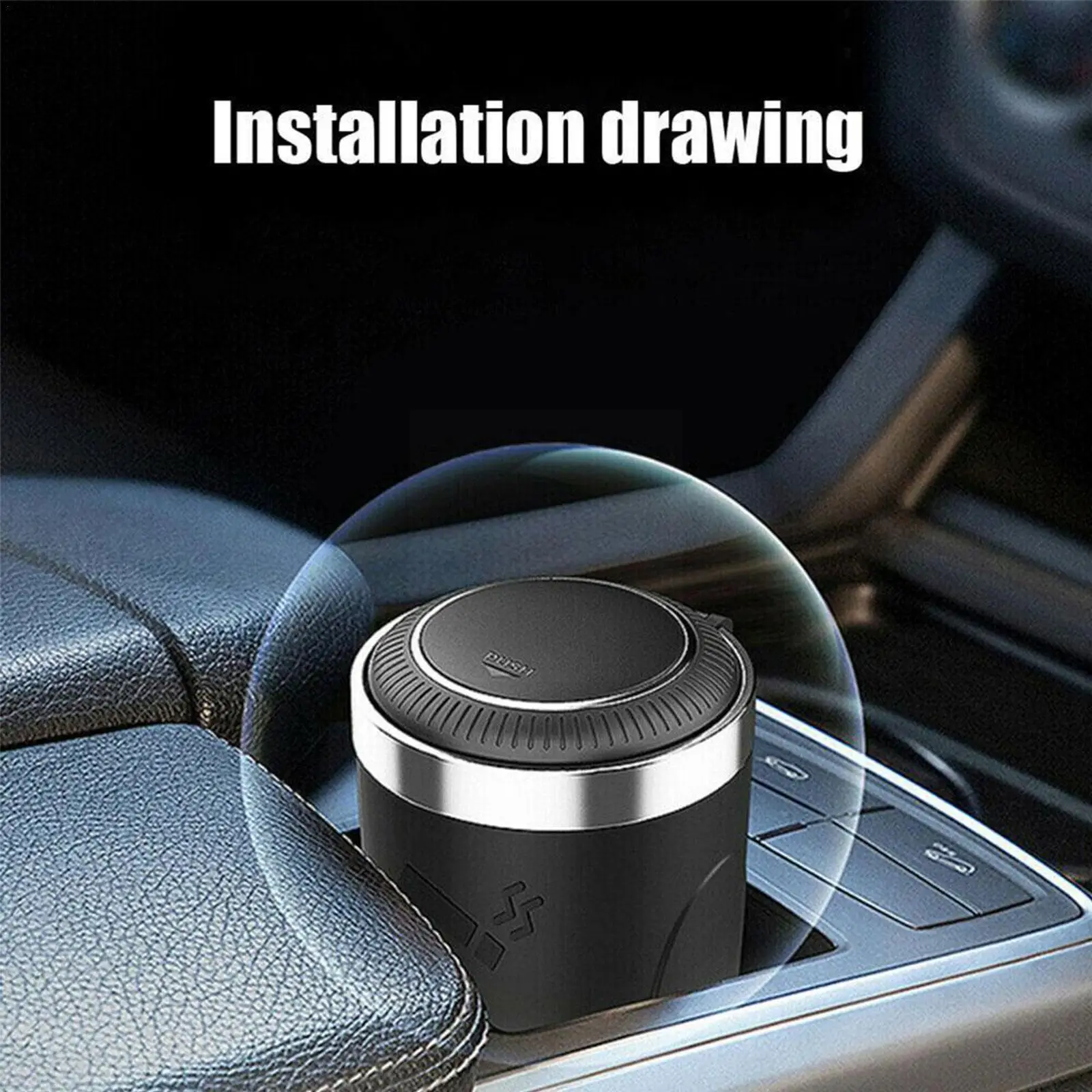 

Car Ashtray With LED Light Alloy Ash Tray Aluminum Box Cup Retardant Auto Flame Holder Universal Smokeless Cigarette Ashtra P5N2