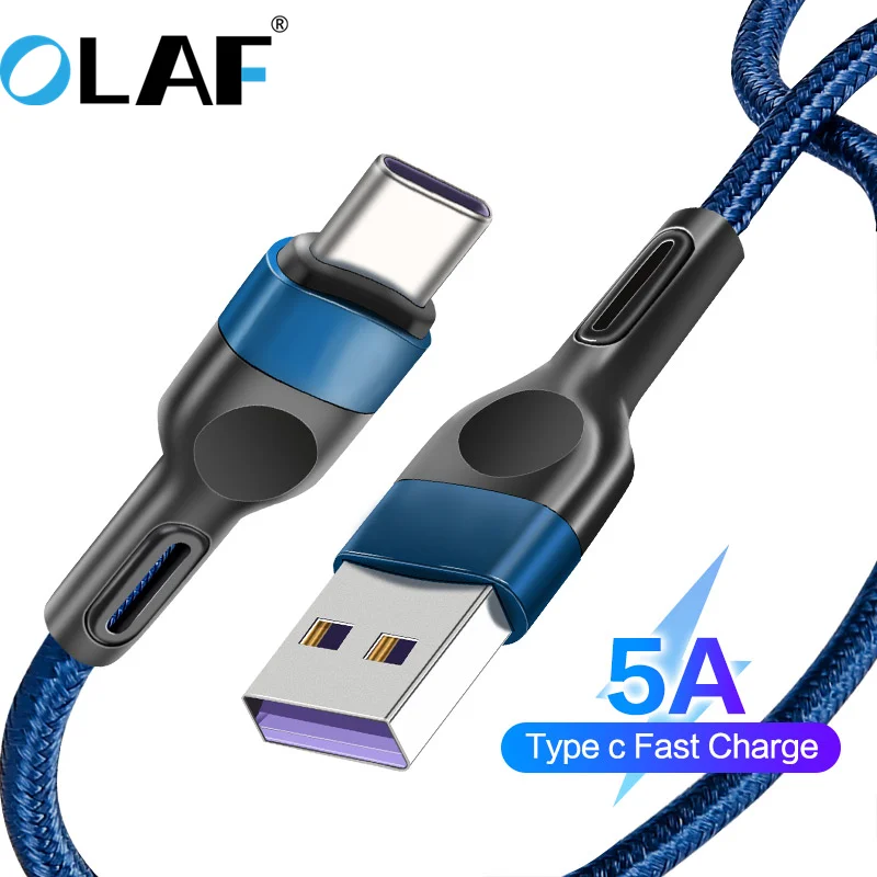 

Кабель OLAF USB Type C 5A для быстрой зарядки 3,0 Стандартный кабель Type-C для Xiaomi POCO Huawei Samsung Быстрая зарядка для телефона шнур для передачи данных