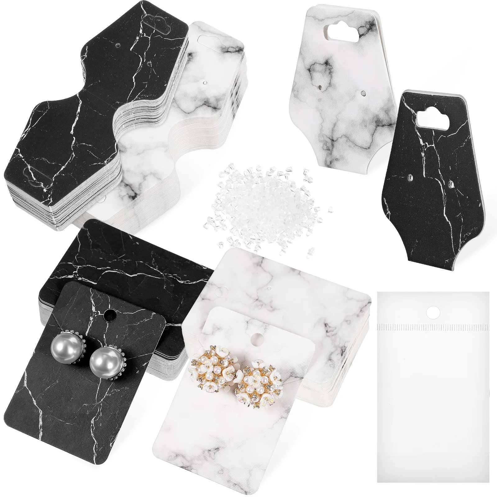 

800 Pcs Modern Style Fashion Marble Surface Practical Earring Cards for Selling Earring Packaging Cards Earring Holder Cards