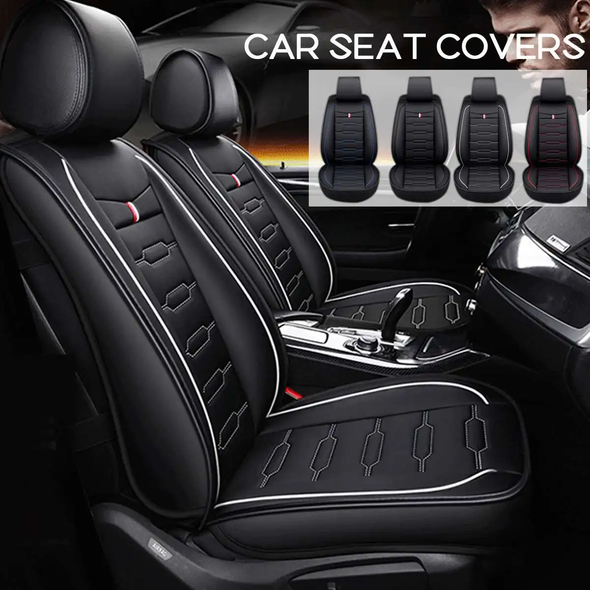 

PU Leather Front Car Seat Covers Chair Cushion Automobiles Seat Covers Front Bench Protector Mat Universal