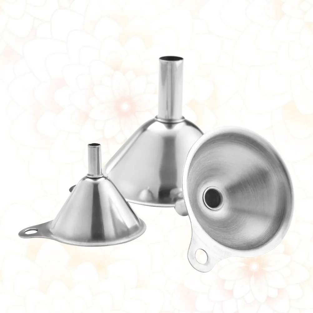 

3pcs Funnel Set Stainless Steel Oil Fluid Funnels Kitchen Transferring Funnel for Water Bottle Container Accessories
