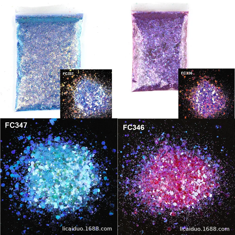 

30g/Bag Mixed Size Nail Art Powder Holographic Hexagon Flakes Sequins Slice Paillette Nail Art Decorations DIY Manicure Supply