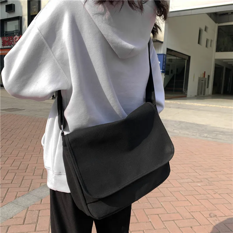 

Solid Color Designer Fashion Women's Shoulder Bags High Quality Canvas Ladies Crossbody Bag Casual Young Student School Bookbag