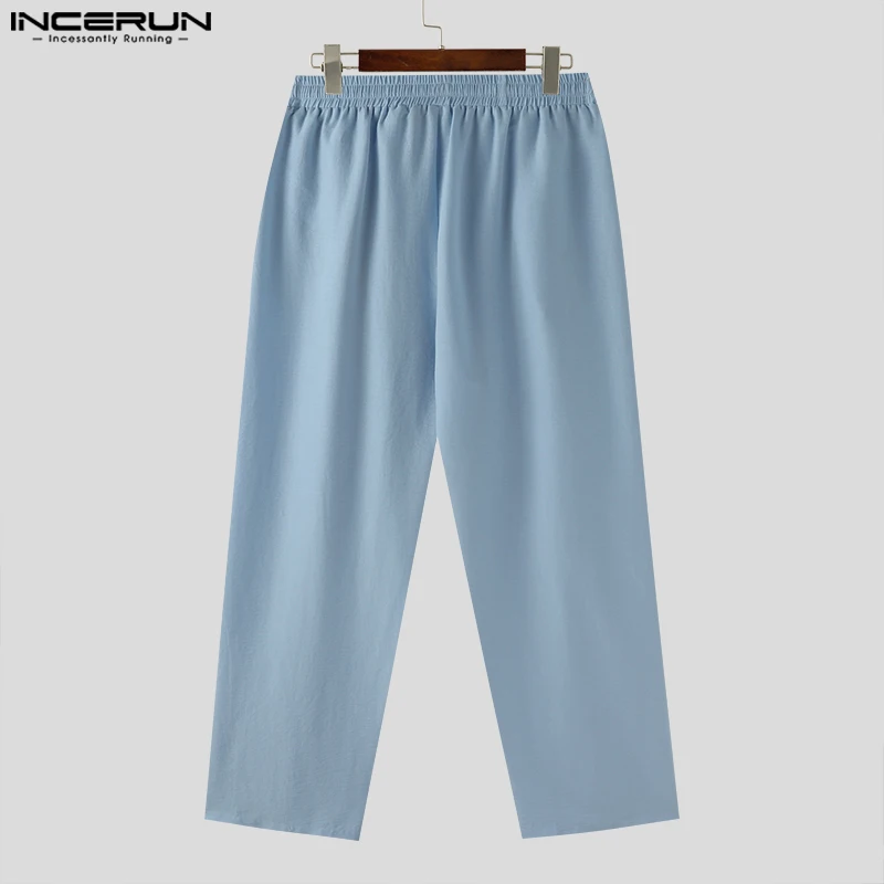 Штаны INCERUN мужские однотонные на шнурке свободные джоггеры повседневные брюки с