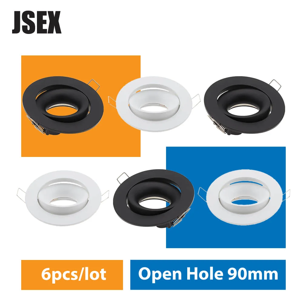 

Встраиваемые светодиодные потолочные светильники 6 шт./лот из цинкового сплава, потолочные светильники с отверстиями 90 мм GU10 MR16, светодиодн...