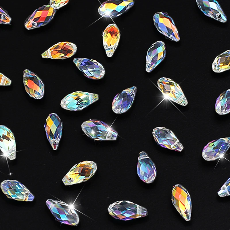 

72/84PCS 11/13mm Faceted Teardrop Glass Pendant AB Color Rainbow Crystal Beads for Jewelry Making DIY Earring Necklace Bracelets