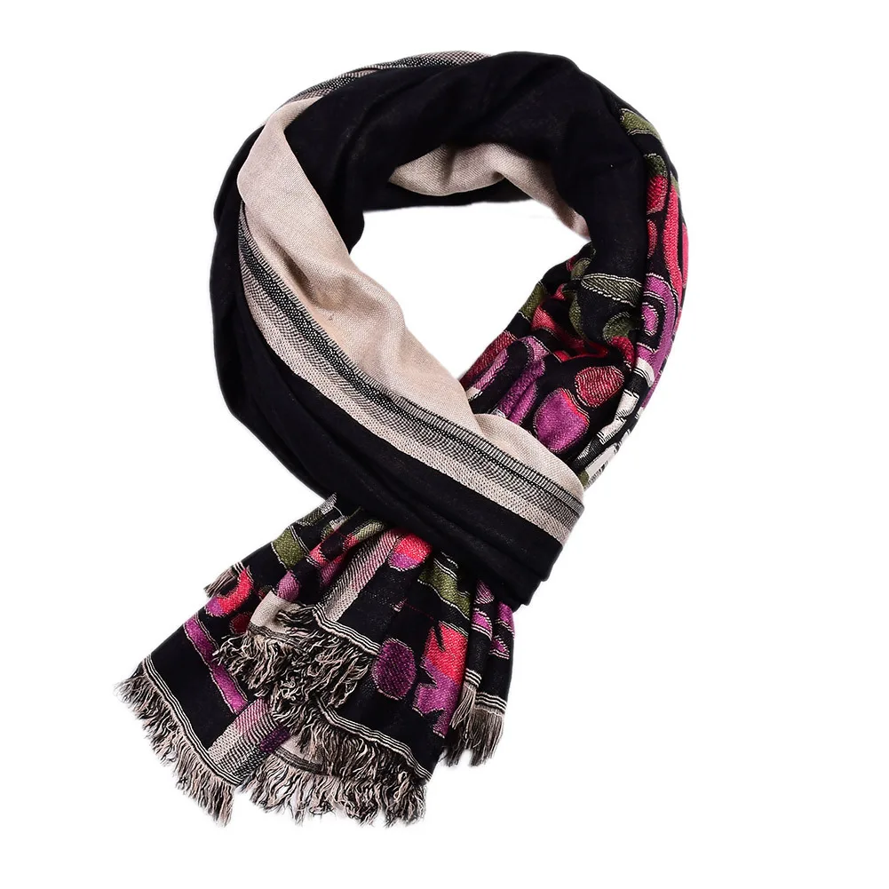 

Двухслойные мужские шарфы в арабском стиле, длинная теплая хлопковая шаль для отдыха на осень и зиму 76,7 дюйма x дюйма