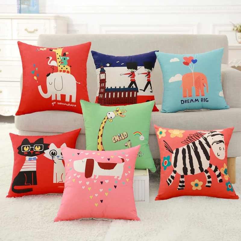 

Cute Cartoon Pillow Case Cover Creative Cat Dog Pillow Case Cover Giraffe Elephant Penguin Pillowcase Cat Decorative Pillowcase