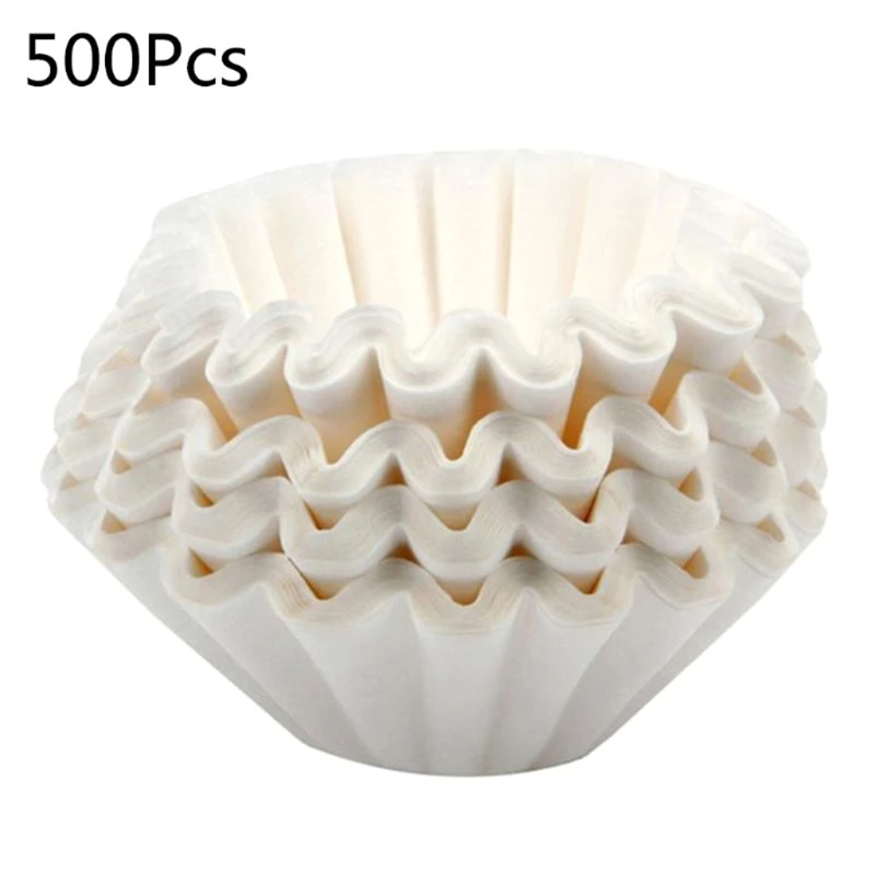 

500Pcs 20cm Large Coffee Maker Filters Natural Unbleached Eco-friendly Degradable Paper Basket for 8-12 Cup Drip Coffee N1HF