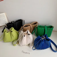 pleated small crossbody shoulder bag for women leather bucket bag womens bag 2022 trend luxury designer hangbags banquet ins