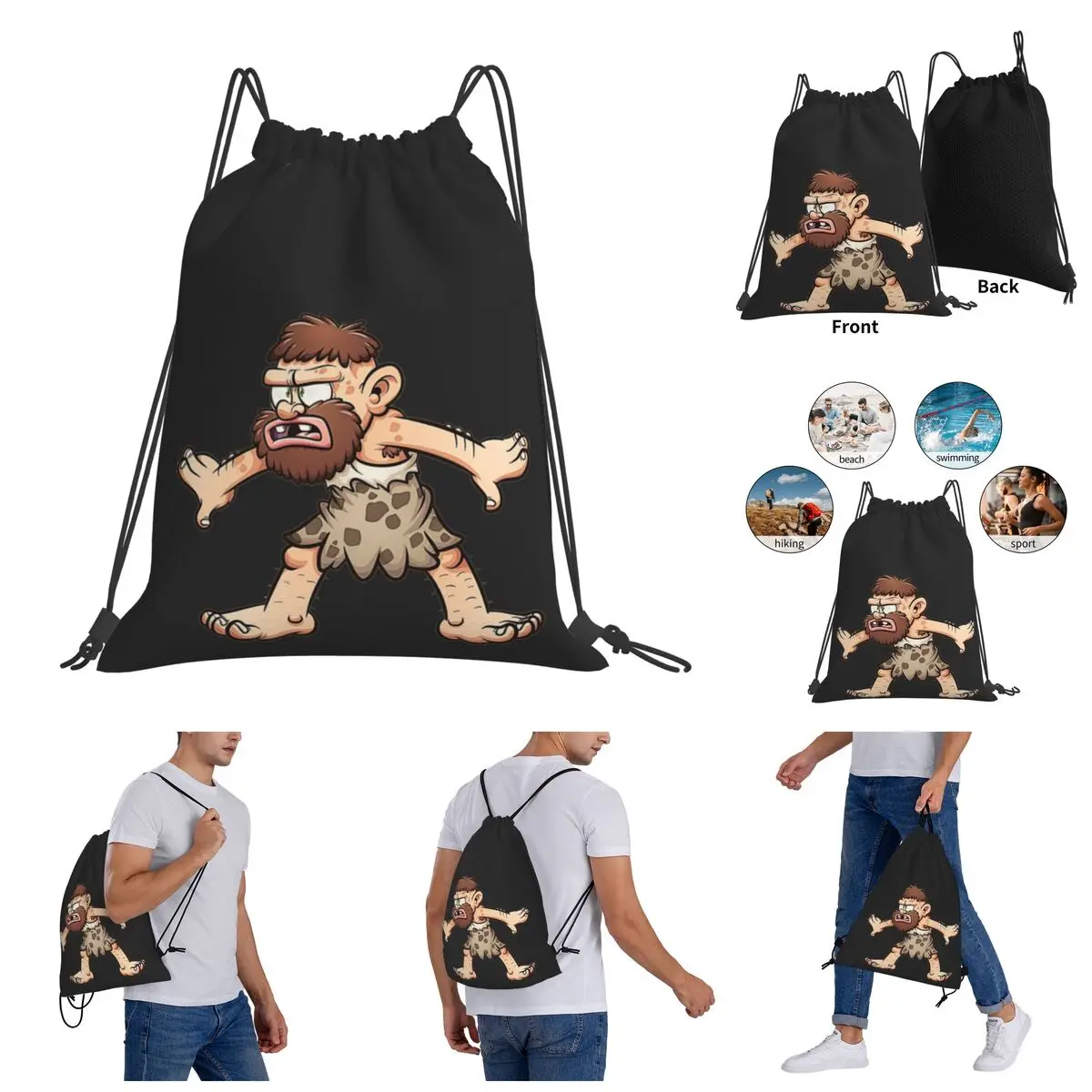 

Rucksack Confused Caveman Classic Funny Novelty Casual Graphic Drawstring Bags Gym Bag Backpack